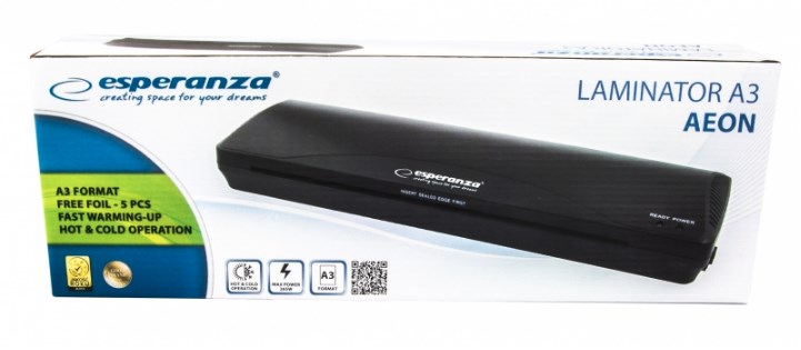 Esperanza EFL003 laminator Cold/hot laminator 250 mm/min Black Esperanza EFL003 laminator Cold/hot laminator 250 mm/min Black