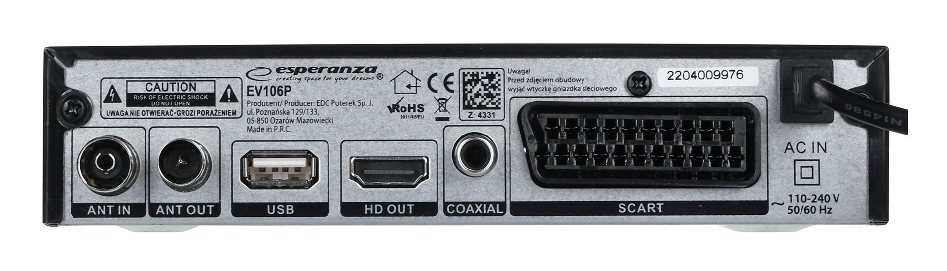 Esperanza EV106P TV set-top box Cable Black Esperanza EV106P TV set-top box Cable Black