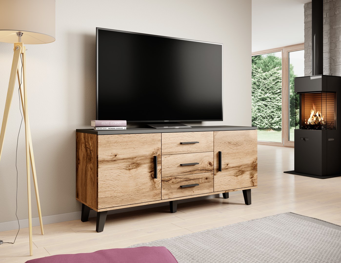 Cama sideboard LOTTA 150 2D3S wotan oak + mat black Cama sideboard LOTTA 150 2D3S wotan oak + mat black