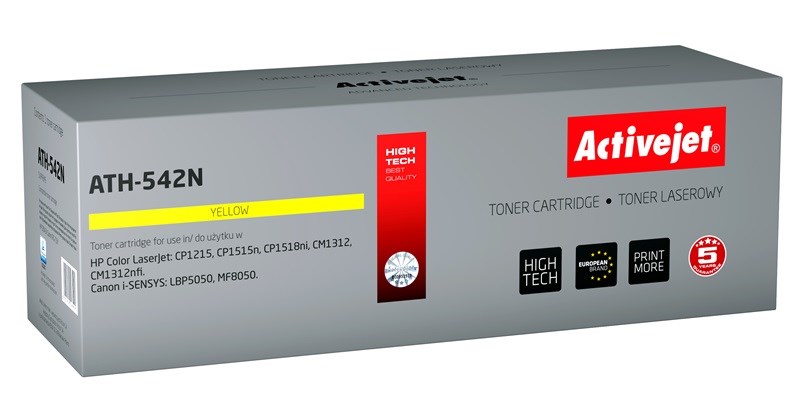 Activejet ATH-542N Toner (replacement for HP 125A CB542A, Canon CRG-716Y; Supreme; 1600 pages; yellow) Activejet ATH-542N Toner (replacement for HP 125A CB542A, Canon CRG-716Y; Supreme; 1600 pages; yellow)