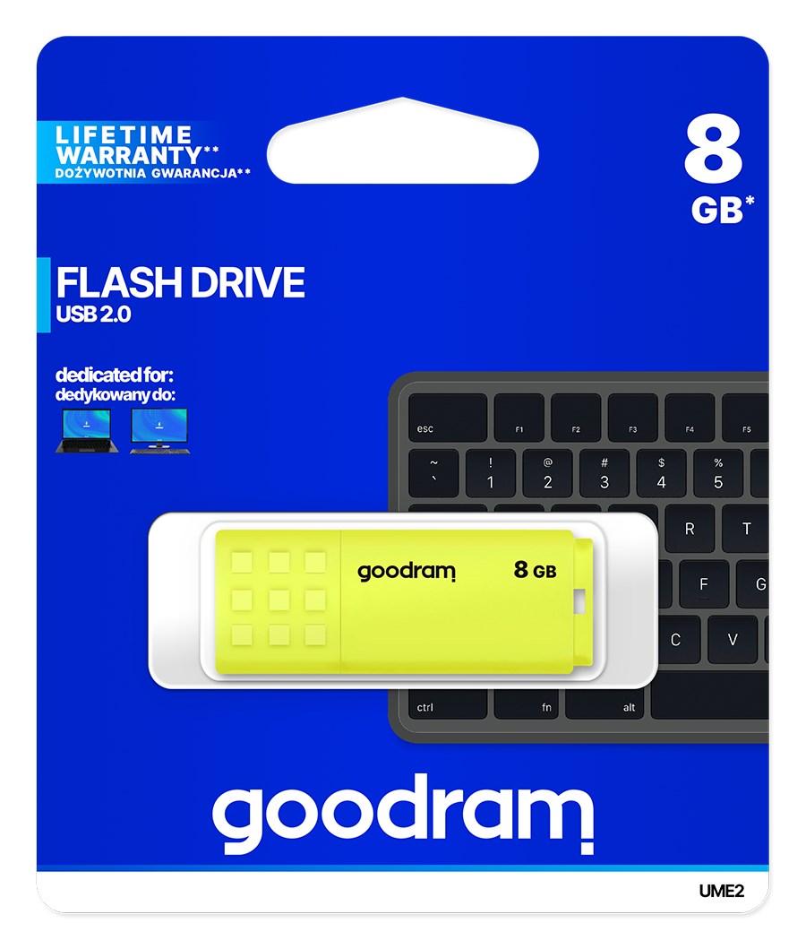 Goodram UME2 USB flash drive 8 GB USB Type-A 2.0 Yellow Goodram UME2 USB flash drive 8 GB USB Type-A 2.0 Yellow