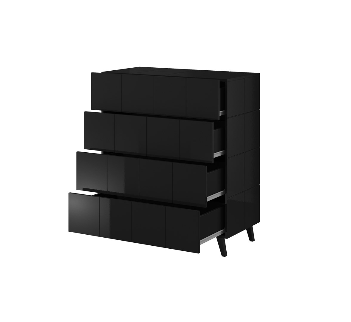Cama chest of drawers 4D REJA black gloss/black gloss Cama chest of drawers 4D REJA black gloss/black gloss