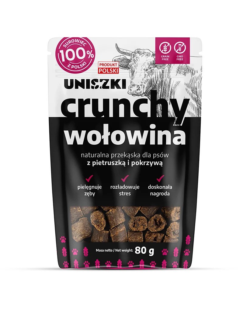 UNISZKI Crunchy Beef with Parsley and Nettle - Dog Treat - 80g UNISZKI Crunchy Beef with Parsley and Nettle - Dog Treat - 80g