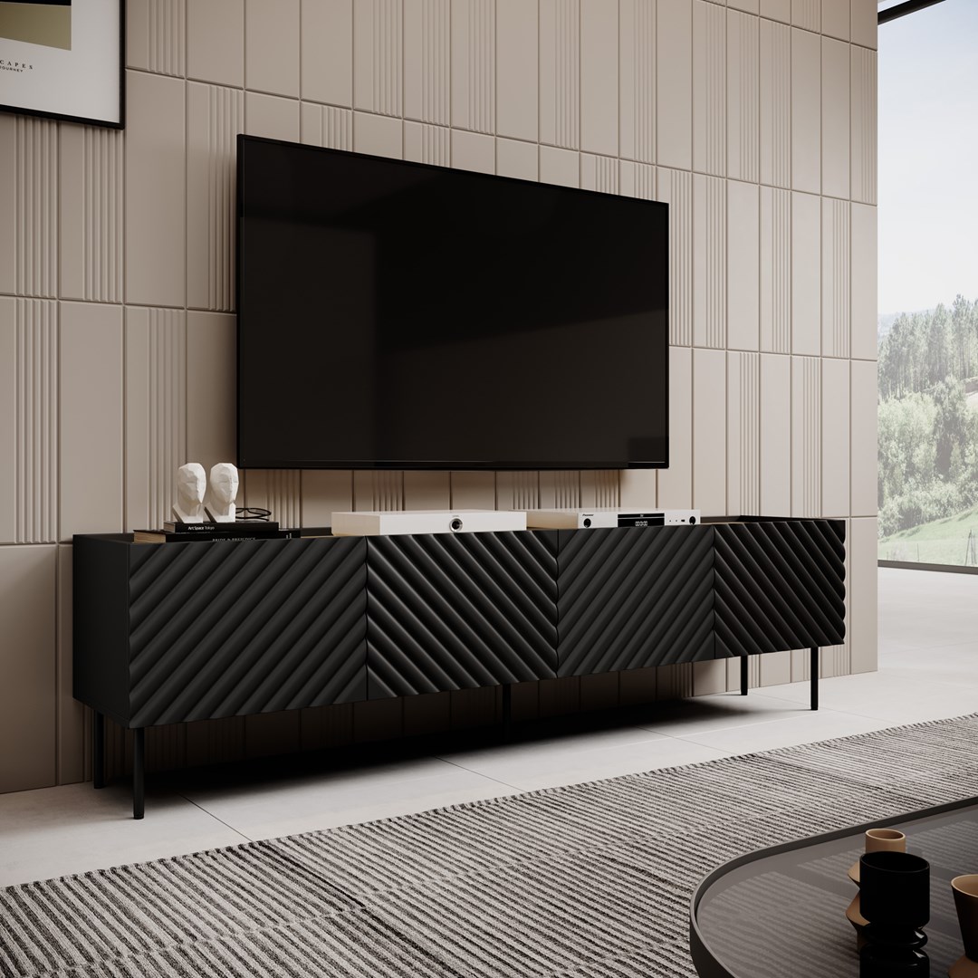 4D RTV cabinet ONDA 200x40x35-54 black (standing or wall mounted) 4D RTV cabinet ONDA 200x40x35-54 black (standing or wall mounted)