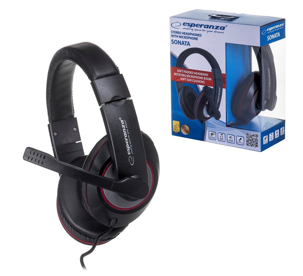 Esperanza EH118 headphones/headset Wired Head-band Calls/Music Black, Red Esperanza EH118 headphones/headset Wired Head-band Calls/Music Black, Red