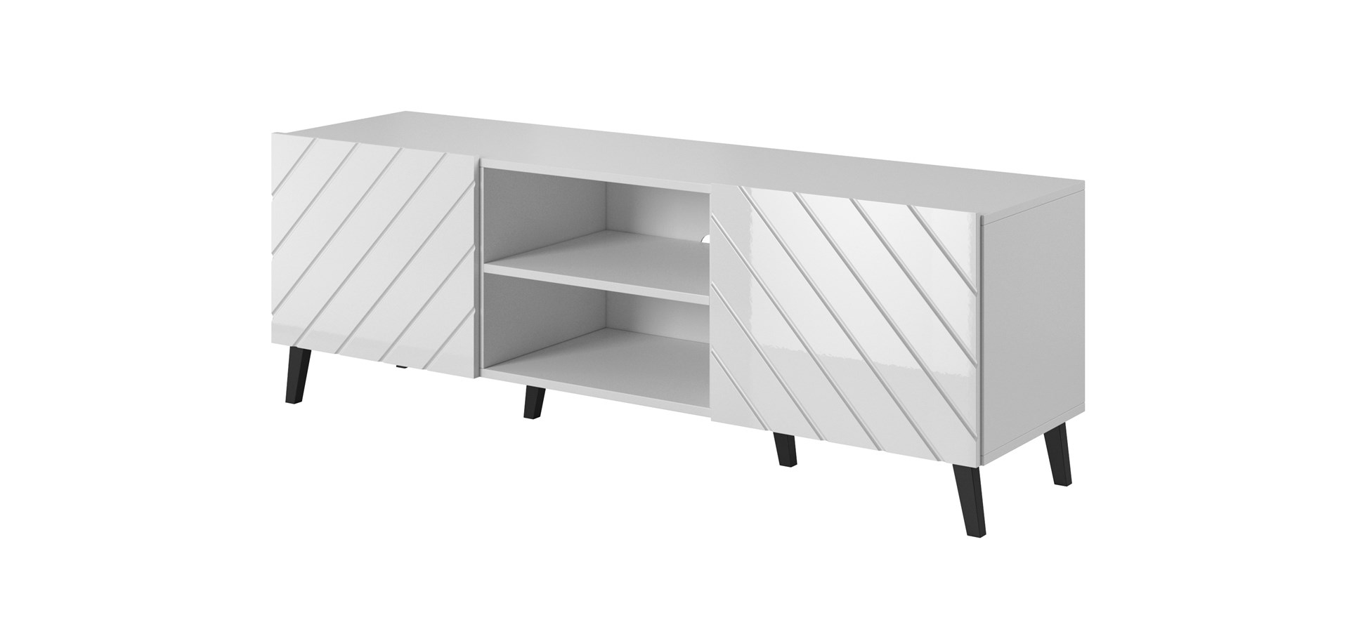 RTV cabinet ABETO 150x42x52 white/white glossy RTV cabinet ABETO 150x42x52 white/white glossy