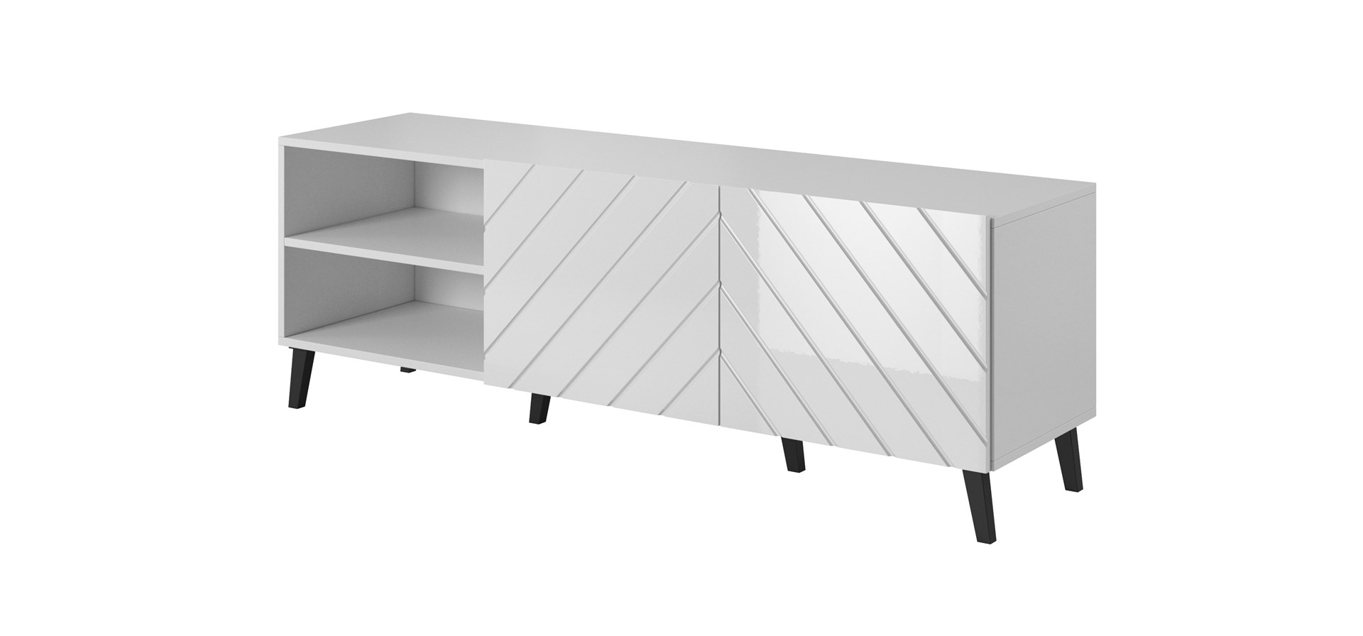 RTV cabinet ABETO 150x42x52 white/white glossy RTV cabinet ABETO 150x42x52 white/white glossy