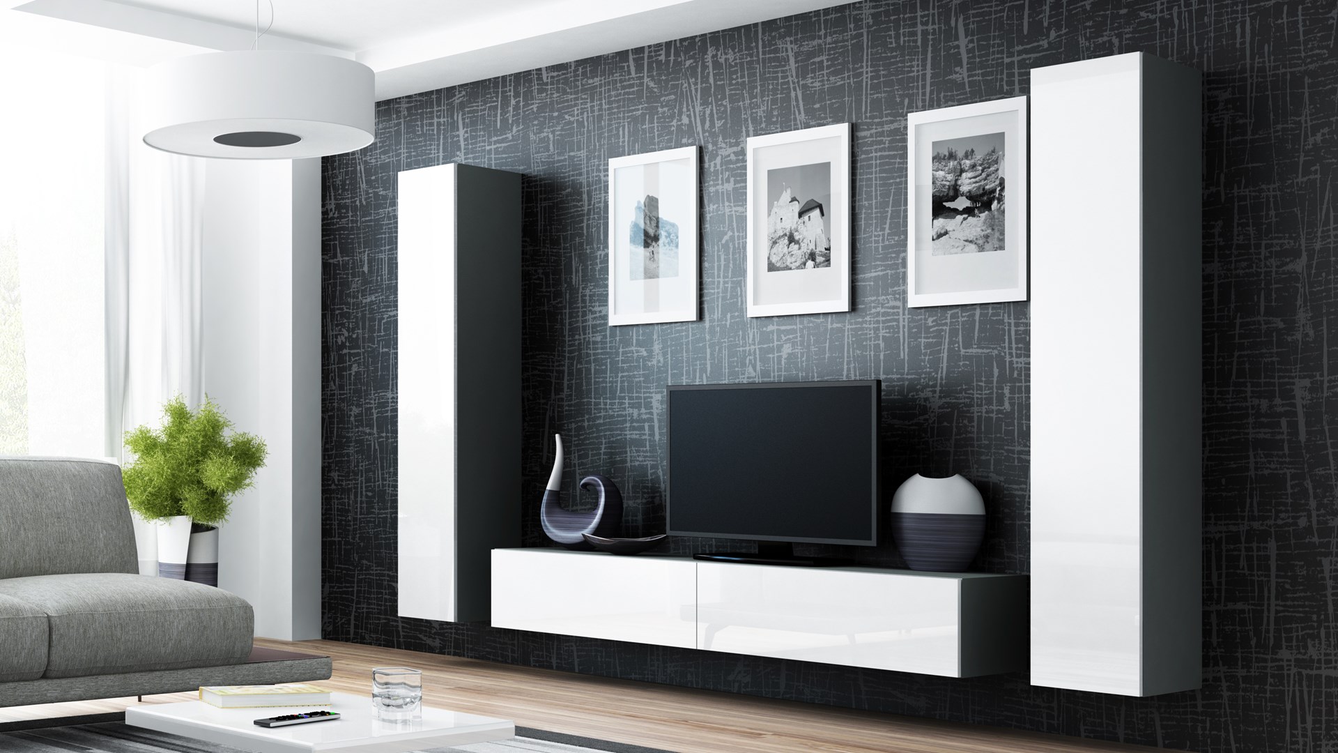 Cama Full cabinet VIGO '180' 180/40/30 grey/white gloss Cama Full cabinet VIGO '180' 180/40/30 grey/white gloss