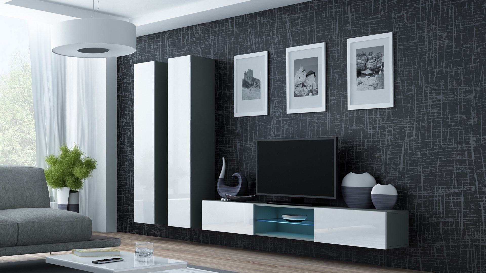Cama Full cabinet VIGO '180' 180/40/30 grey/white gloss Cama Full cabinet VIGO '180' 180/40/30 grey/white gloss