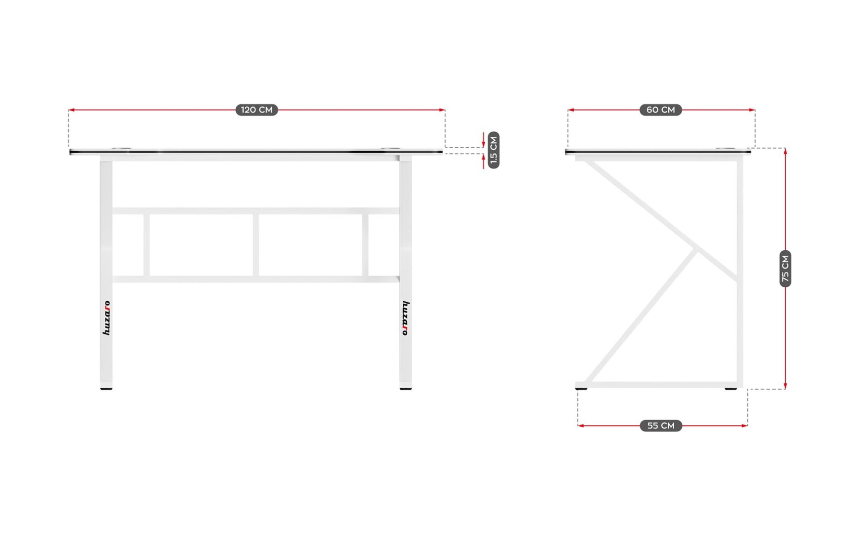 Gaming desk - Huzaro Hero 1.6 White Gaming desk - Huzaro Hero 1.6 White