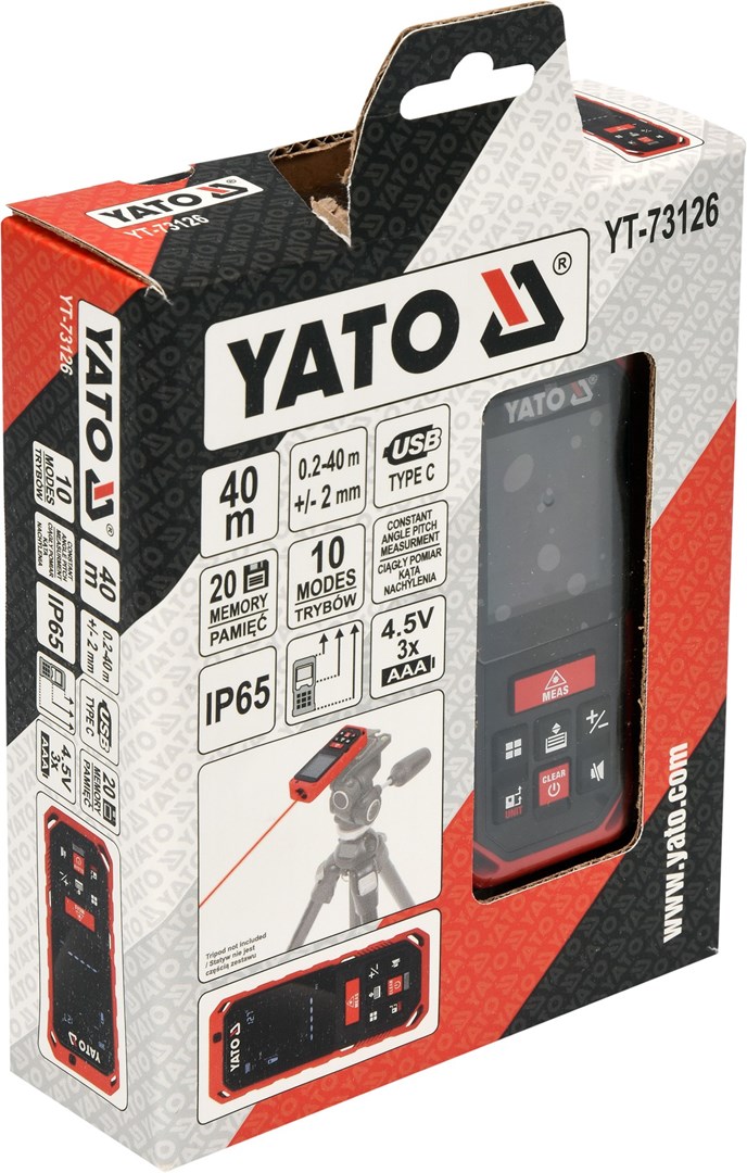Yato YT-73126 distance meter Laser distance meter Black, Red 40 m Yato YT-73126 distance meter Laser distance meter Black, Red 40 m