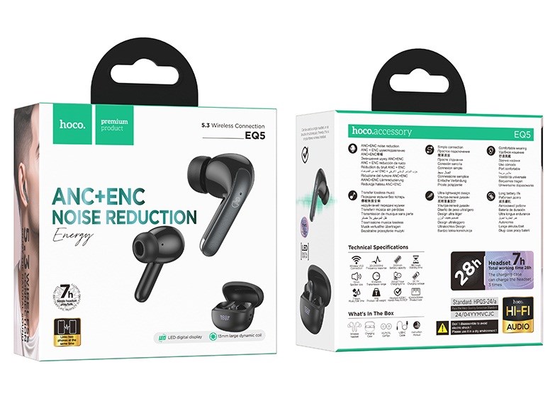 Hoco EQ5 Energy Headset Wireless In-Ear Calls/Music Bluetooth Black Hoco EQ5 Energy Headset Wireless In-Ear Calls/Music Bluetooth Black