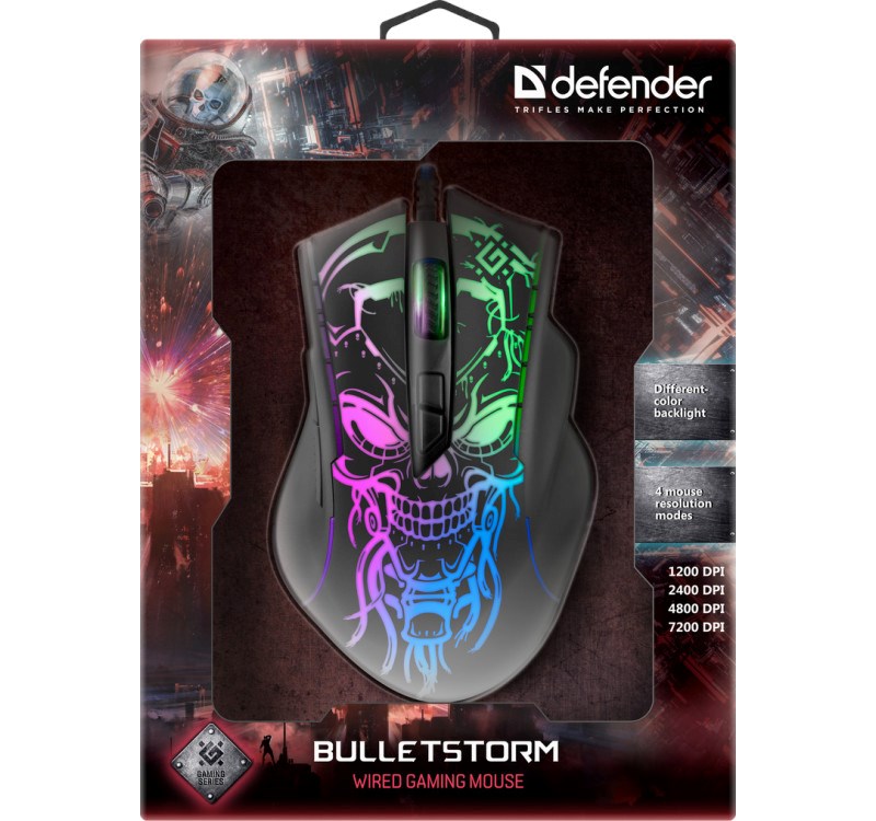 Gaming, optic, wired mouse DEFENDER GM-928 BULLETSTORM 7200dpi 7P illuminate Gaming, optic, wired mouse DEFENDER GM-928 BULLETSTORM 7200dpi 7P illuminate