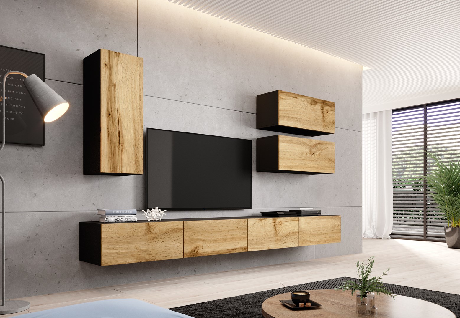 Cama TV stand VIGO 140 30/140/40 black/wotan oak Cama TV stand VIGO 140 30/140/40 black/wotan oak