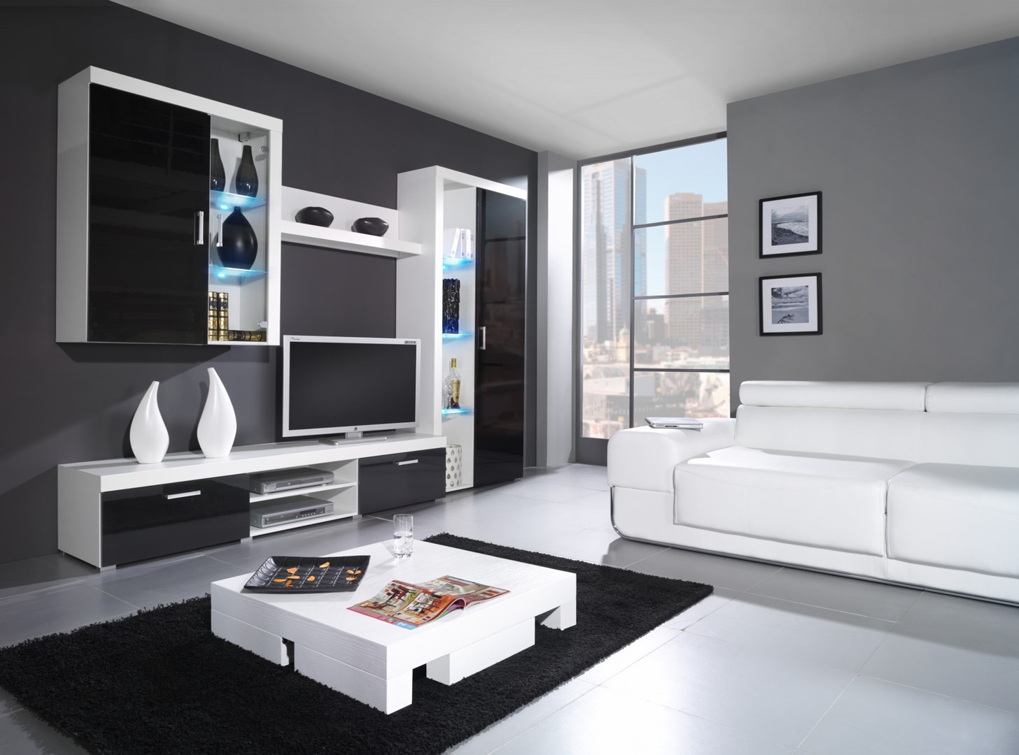 Cama hanging display cabinet SAMBA white/black gloss Cama hanging display cabinet SAMBA white/black gloss