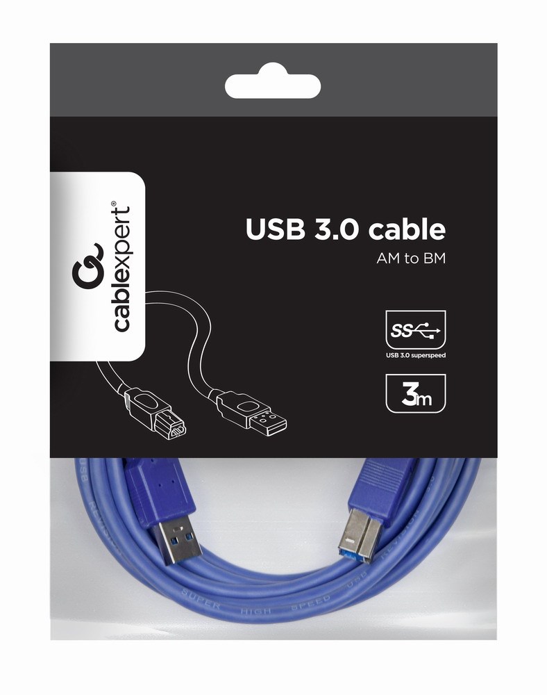 Gembird CCP-USB3-AMBM-10 USB cable 3 m USB A USB B Blue Gembird CCP-USB3-AMBM-10 USB cable 3 m USB A USB B Blue