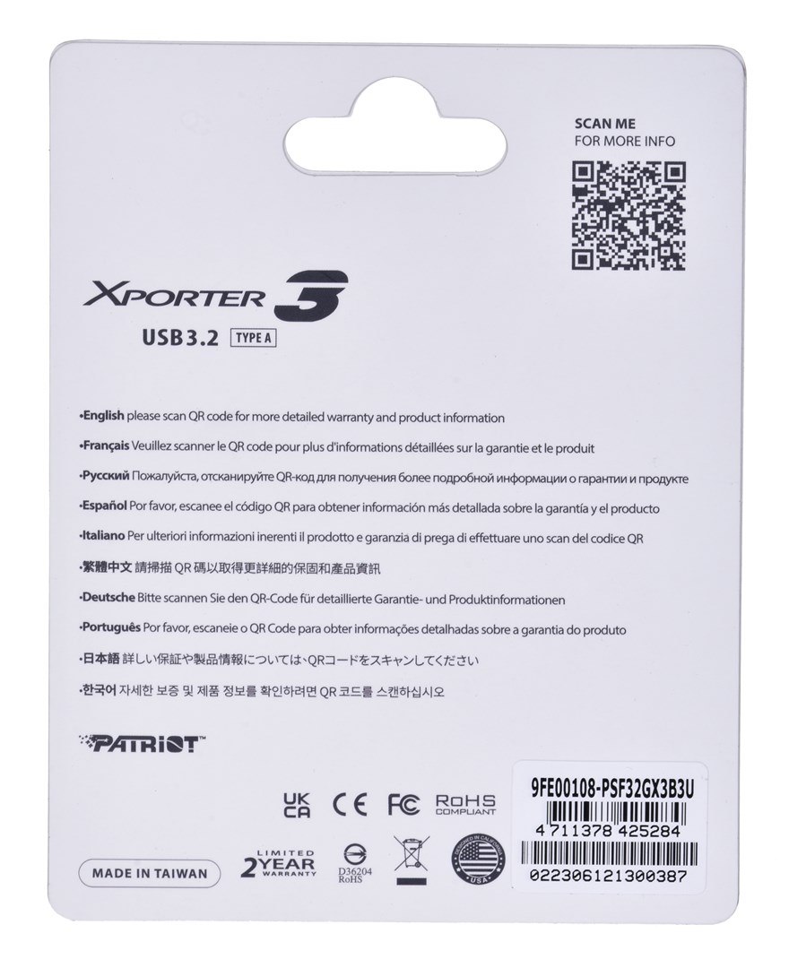PARTIOT FLASHDRIVE Xporter 3 32GB Type A USB 3.2 PARTIOT FLASHDRIVE Xporter 3 32GB Type A USB 3.2
