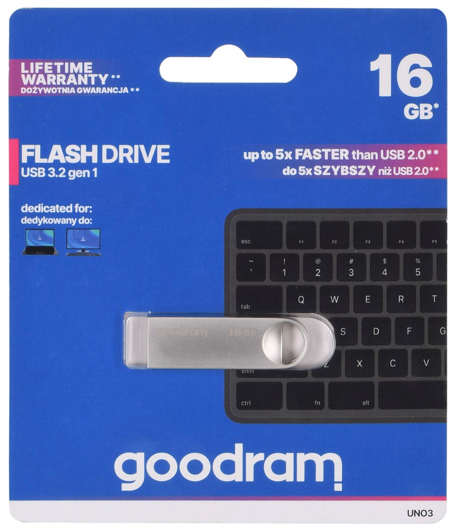 Goodram USB UNO3-0160S0R11 USB flash drive 16 GB USB Type-A 3.2 Gen 1 (3.1 Gen 1) Silver Goodram USB UNO3-0160S0R11 USB flash drive 16 GB USB Type-A 3.2 Gen 1 (3.1 Gen 1) Silver