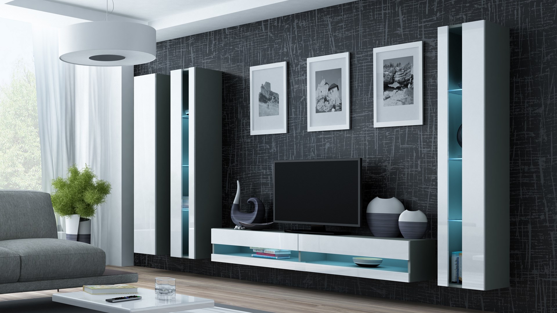 Cama Shelf unit VIGO NEW 180/40/30 grey/white gloss Cama Shelf unit VIGO NEW 180/40/30 grey/white gloss