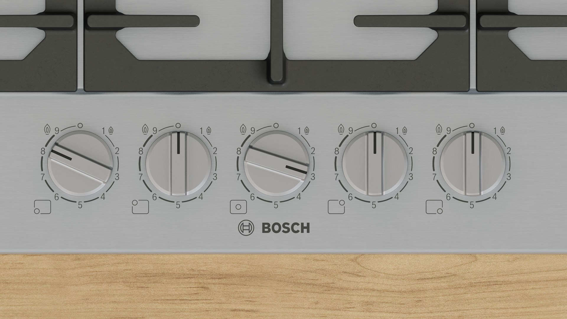 Bosch Serie 6 PCQ7A5I90 hob Stainless steel Built-in 75 cm Gas 5 zone(s) Bosch Serie 6 PCQ7A5I90 hob Stainless steel Built-in 75 cm Gas 5 zone(s)