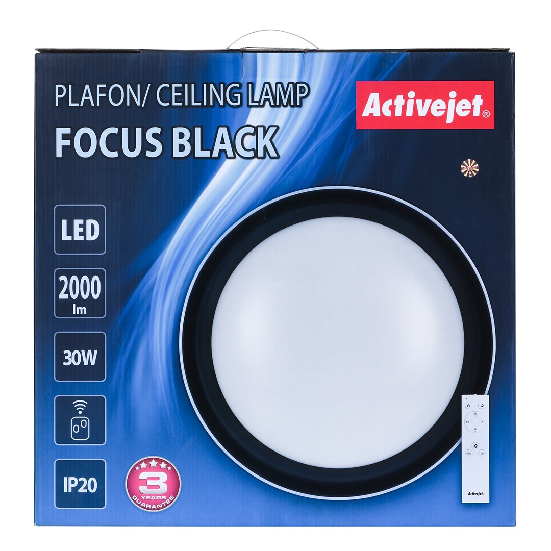 Modern LED dimmable ceiling plafond Activejet FOCUS Black wireless control by remote Modern LED dimmable ceiling plafond Activejet FOCUS Black wireless control by remote