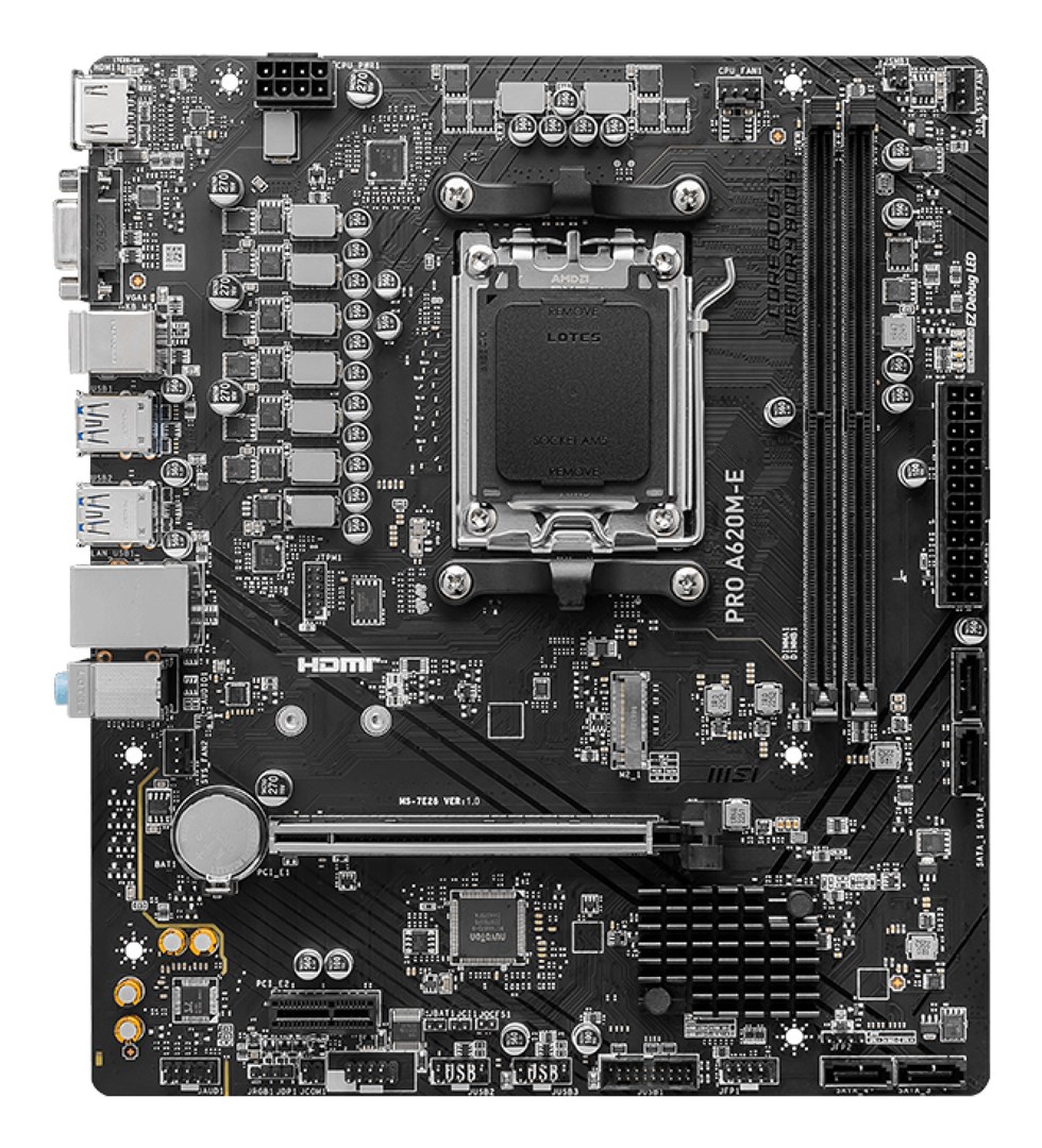 MSI PRO A620M-E motherboard AMD A620 Socket AM5 micro ATX MSI PRO A620M-E motherboard AMD A620 Socket AM5 micro ATX