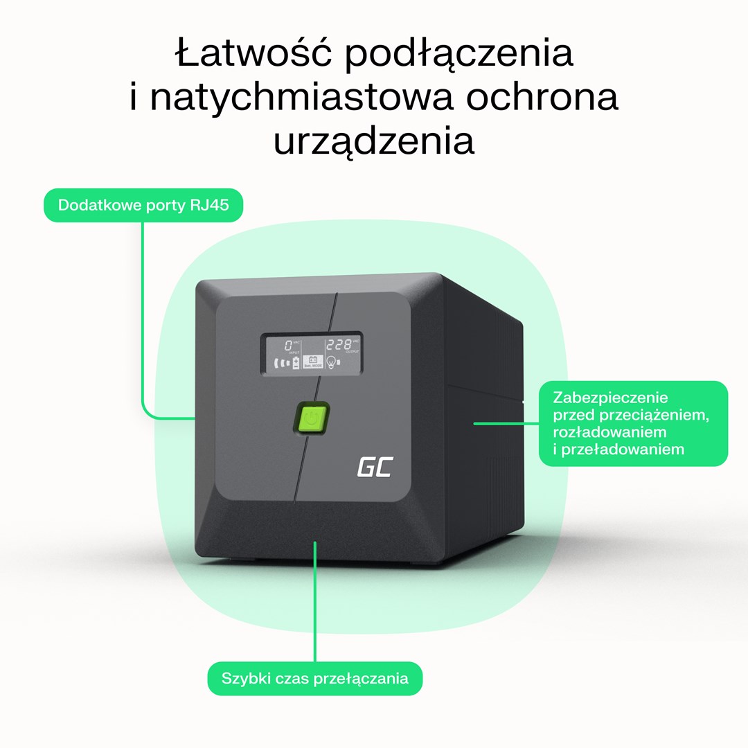 Green Cell uninterruptible power supply (UPS) Line-Interactive 1 kVA 600 W 4 AC outlet(s) Green Cell uninterruptible power supply (UPS) Line-Interactive 1 kVA 600 W 4 AC outlet(s)