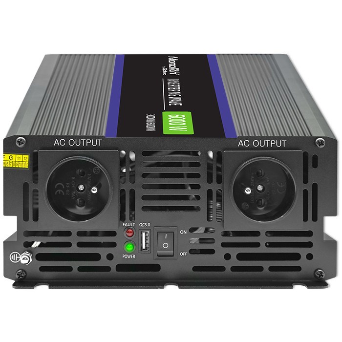 Qoltec Monolith 6000 MS Wave Voltage Converter | 12V to 230V | 3000/6000W | USB Qoltec Monolith 6000 MS Wave Voltage Converter | 12V to 230V | 3000/6000W | USB
