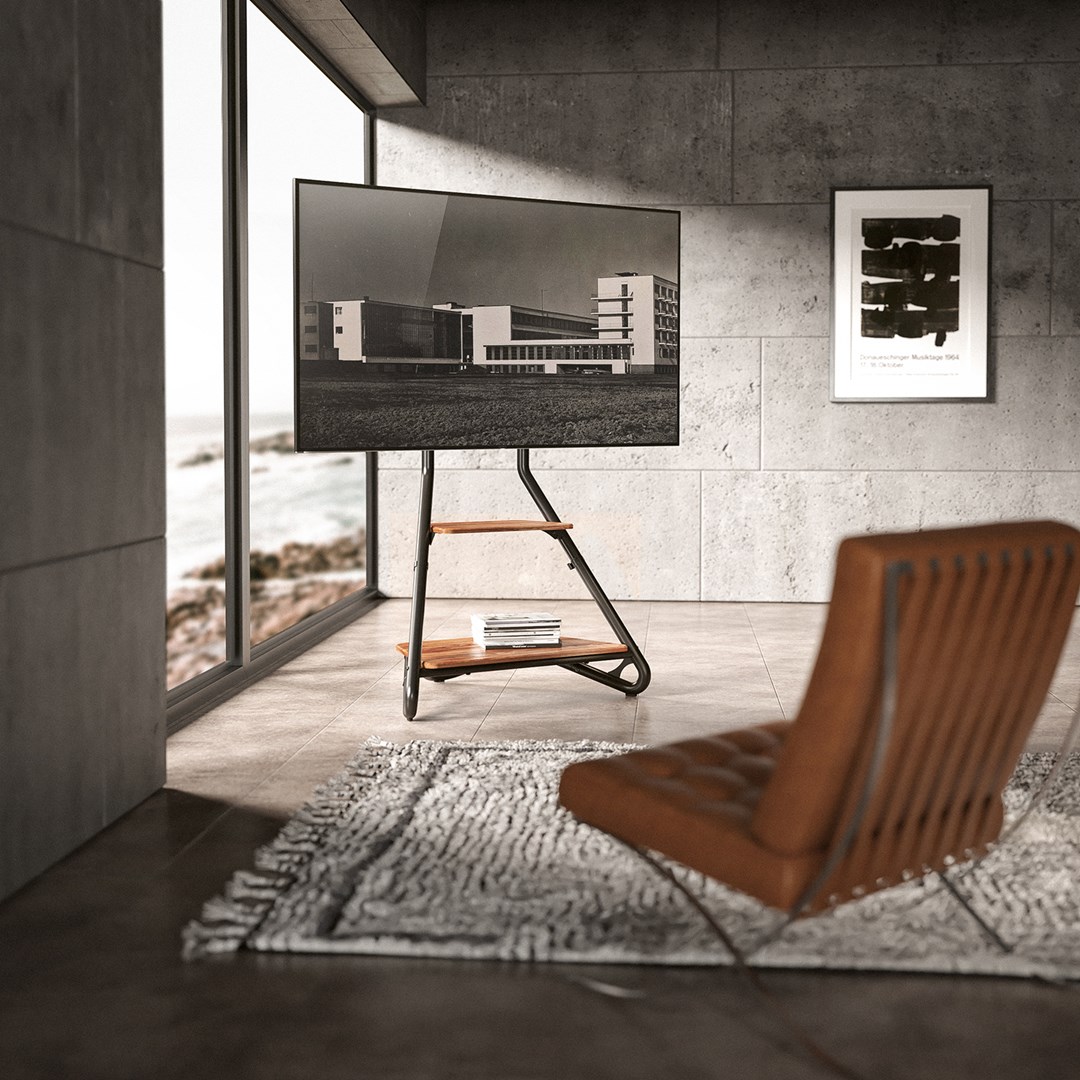 Maclean MC-455 Freestanding Corner TV Stand in Bauhaus Style, Free-standing TV Holder with Two Levels, Made of Wood, Load Capacity up to 10 kg, TV Mount up to 40 kg, 37-75'', Max. VESA 600x400, Max. Height 1460mm Maclean MC-455 Freestanding Corner TV Stand in Bauhaus Style, Free-standing TV Holder with Two Levels, Made of Wood, Load Capacity up to 10 kg, TV Mount up to 40 kg, 37-75'', Max. VESA 600x400, Max. Height 1460mm