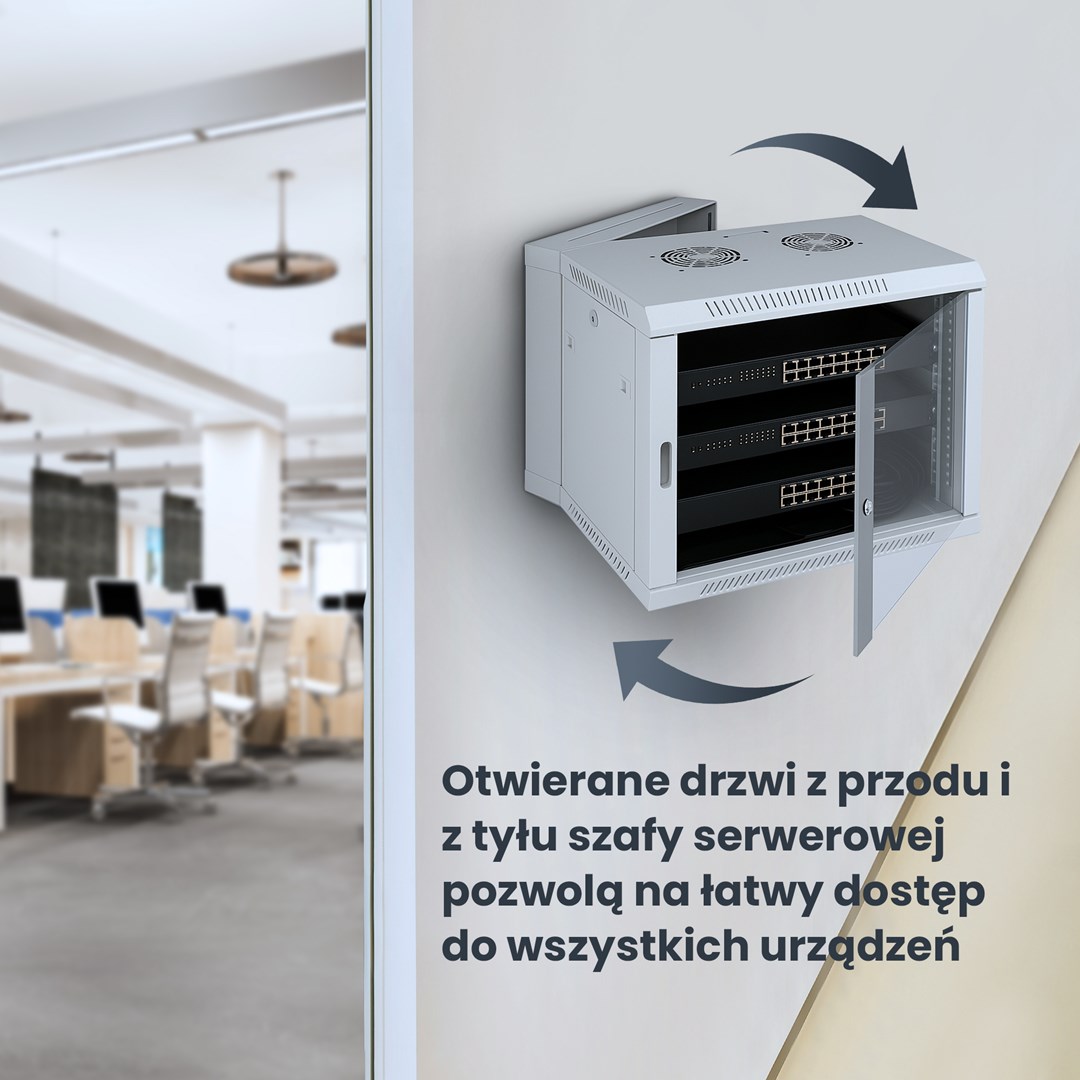 Extralink Rackmount cabinet 12U 600x600 AZH Gray wall mounted, swing type Extralink Rackmount cabinet 12U 600x600 AZH Gray wall mounted, swing type