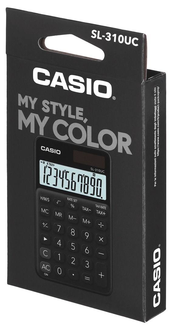 CASIO CALCULATOR POCKET SL-310UC-BK BLACK, 10 DIGIT DISPLAY CASIO CALCULATOR POCKET SL-310UC-BK BLACK, 10 DIGIT DISPLAY