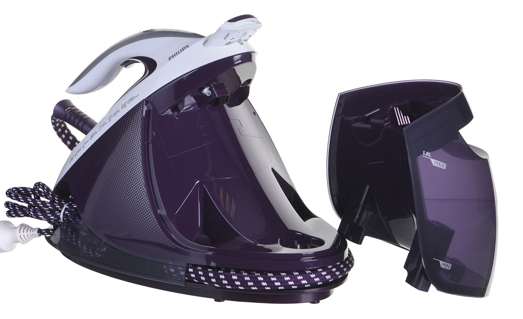 Philips GC9660/30 steam ironing station 2700 W 1.8 L T-ionicGlide soleplate Purple, White Philips GC9660/30 steam ironing station 2700 W 1.8 L T-ionicGlide soleplate Purple, White