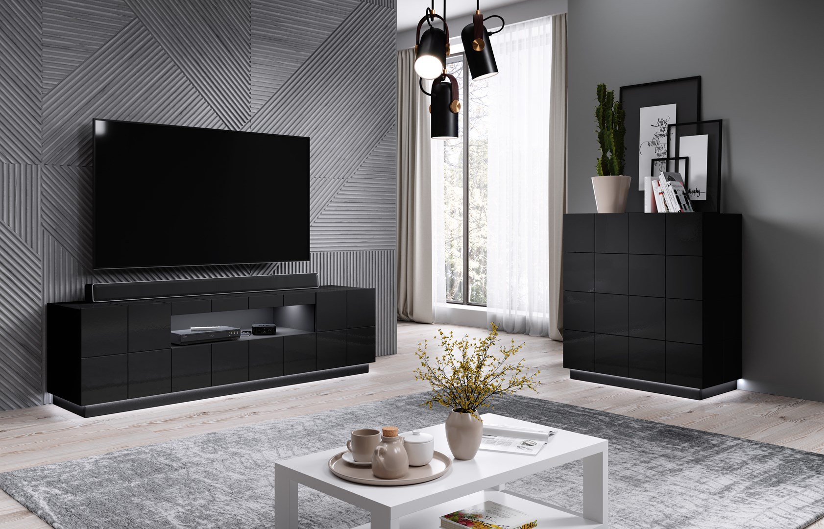 Cama TV stand REJA black gloss/black gloss Cama TV stand REJA black gloss/black gloss