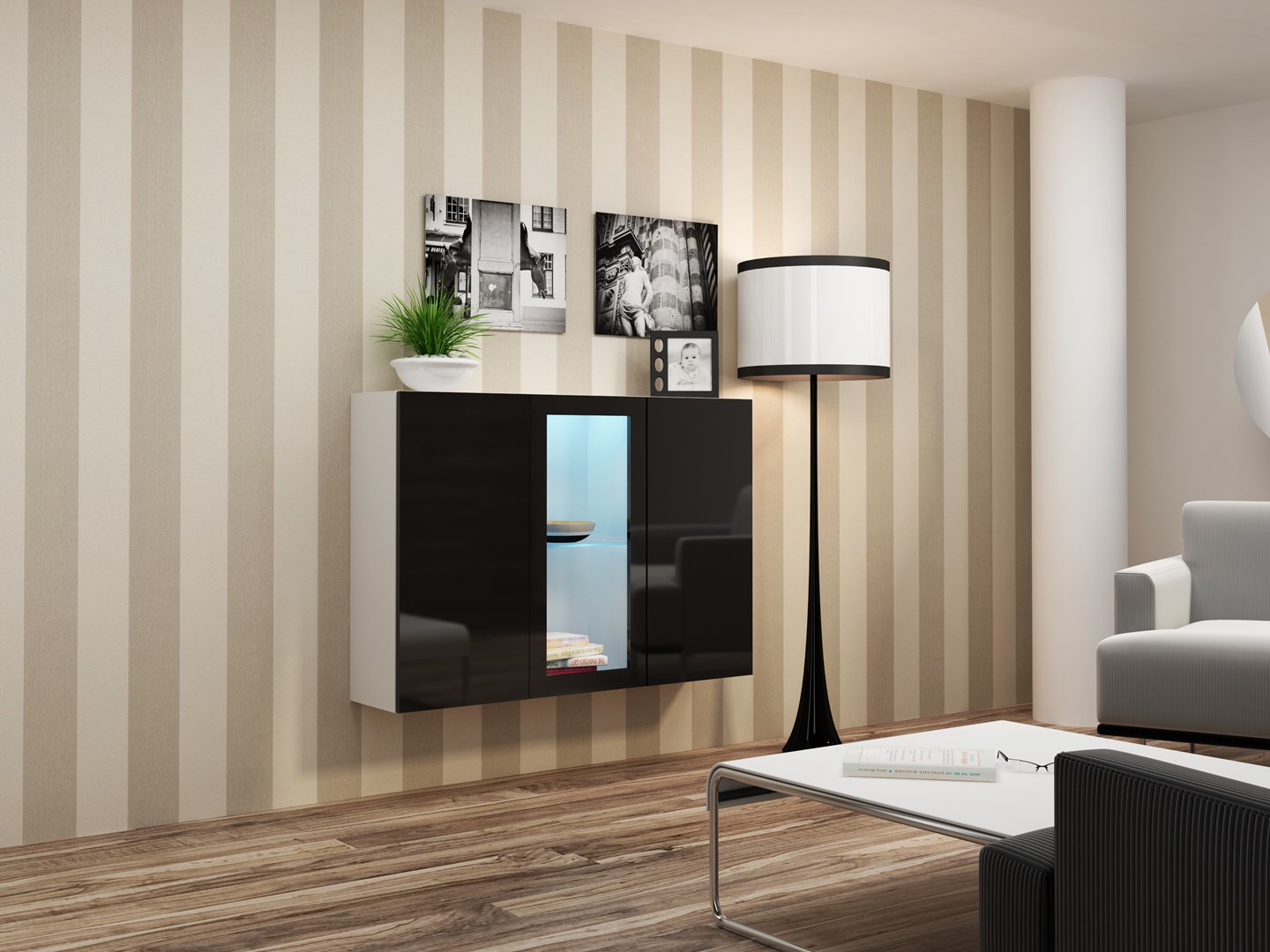 Cama Sideboard VIGO 90/120/38 white/black glossy Cama Sideboard VIGO 90/120/38 white/black glossy