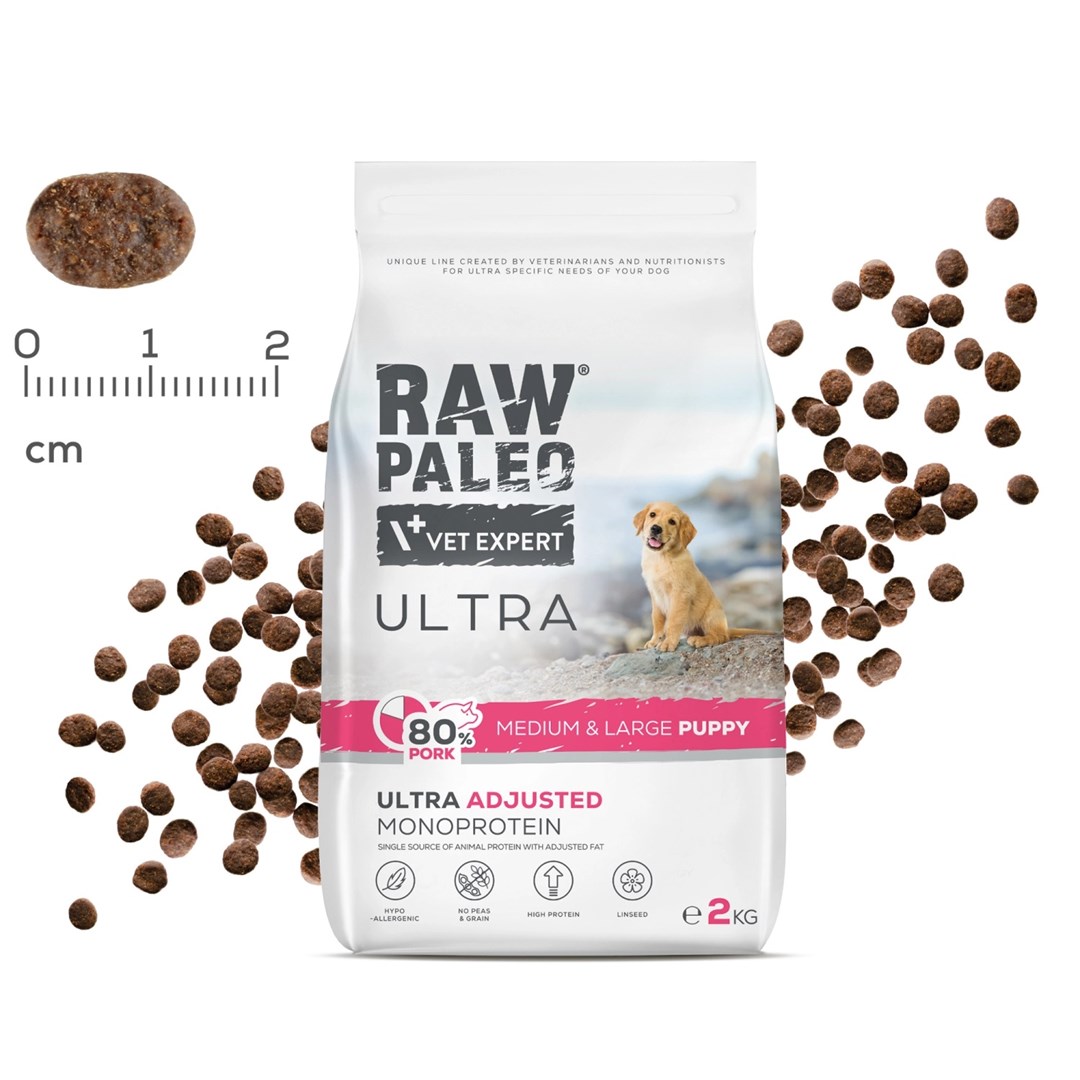 RAW PALEO Ultra Pork Medium & Large Puppy - dry dog food - 2kg RAW PALEO Ultra Pork Medium & Large Puppy - dry dog food - 2kg