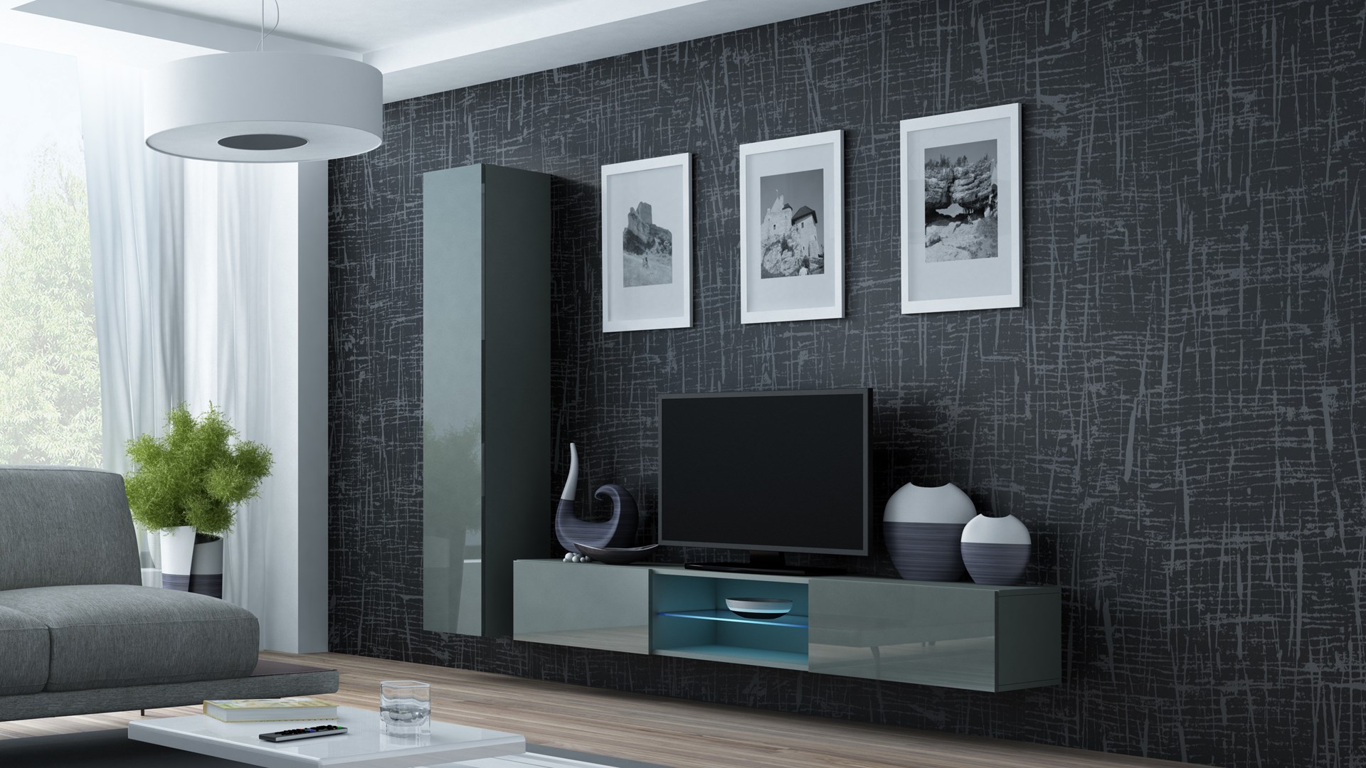 Cama Full cabinet VIGO '180' 180/40/30 grey/grey gloss Cama Full cabinet VIGO '180' 180/40/30 grey/grey gloss