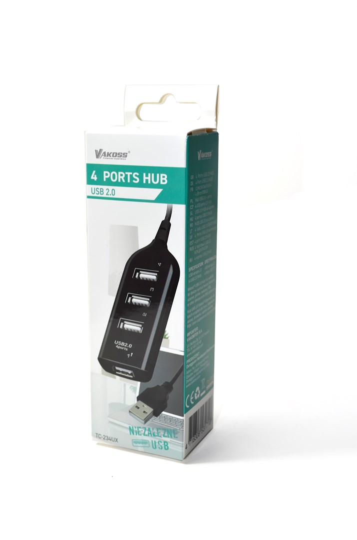 Vakoss TC-234UX interface hub USB 2.0 Black Vakoss TC-234UX interface hub USB 2.0 Black