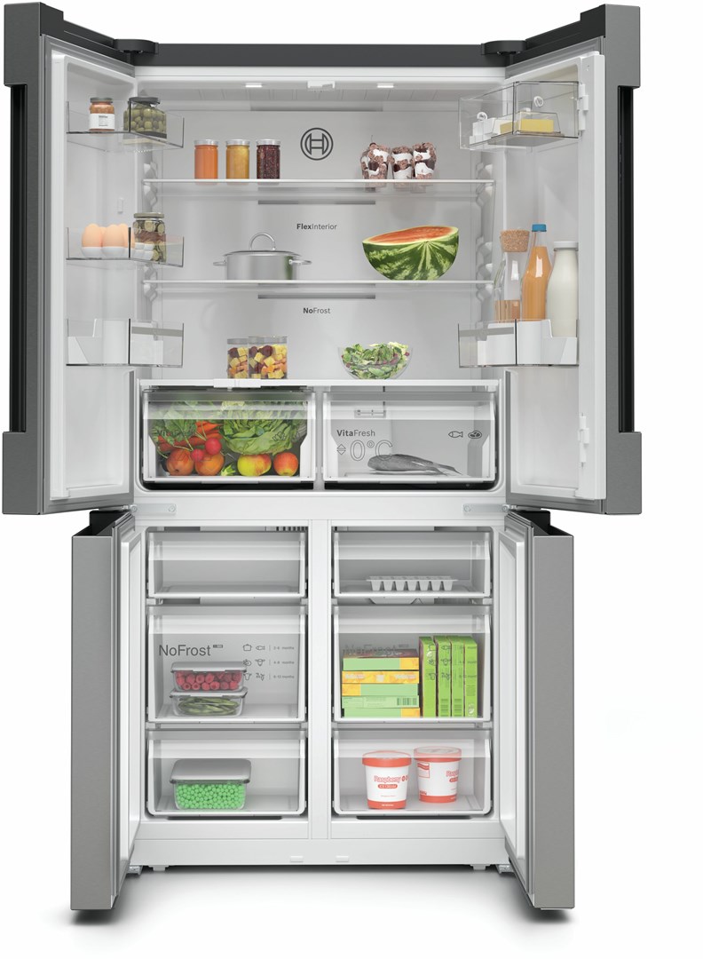 Bosch Serie 4 KFN96VPEA side-by-side refrigerator Freestanding 605 L E Stainless steel Bosch Serie 4 KFN96VPEA side-by-side refrigerator Freestanding 605 L E Stainless steel