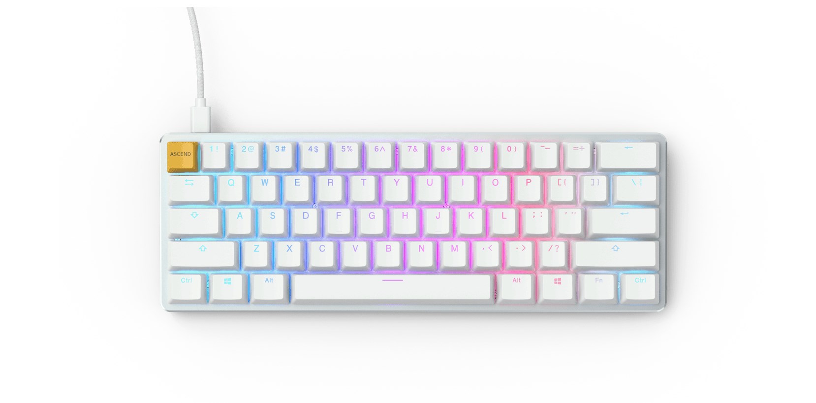 Glorious PC Gaming Race GMMK keyboard USB QWERTY US International Silver, White Glorious PC Gaming Race GMMK keyboard USB QWERTY US International Silver, White