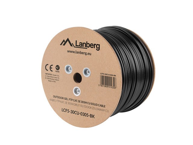 Lanberg LCF5-30CU-0305-BK networking cable Black 305 m Cat.5e F/UTP (FTP) outdoor Lanberg LCF5-30CU-0305-BK networking cable Black 305 m Cat.5e F/UTP (FTP) outdoor