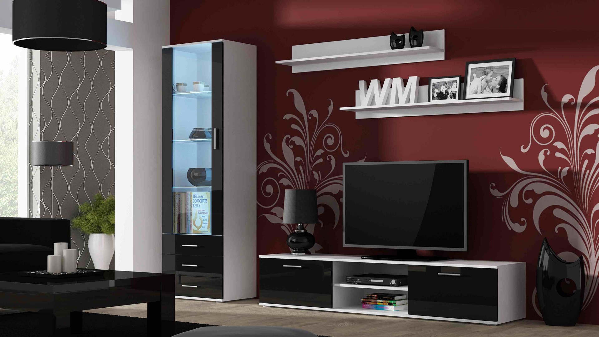 Cama display cabinet SOHO S1 white/black gloss Cama display cabinet SOHO S1 white/black gloss