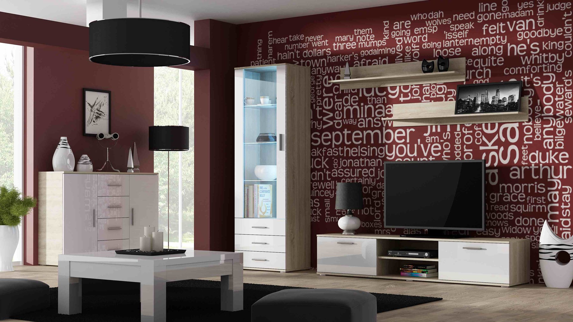 Cama living room sideboard UNI sonoma oak/white gloss Cama living room sideboard UNI sonoma oak/white gloss