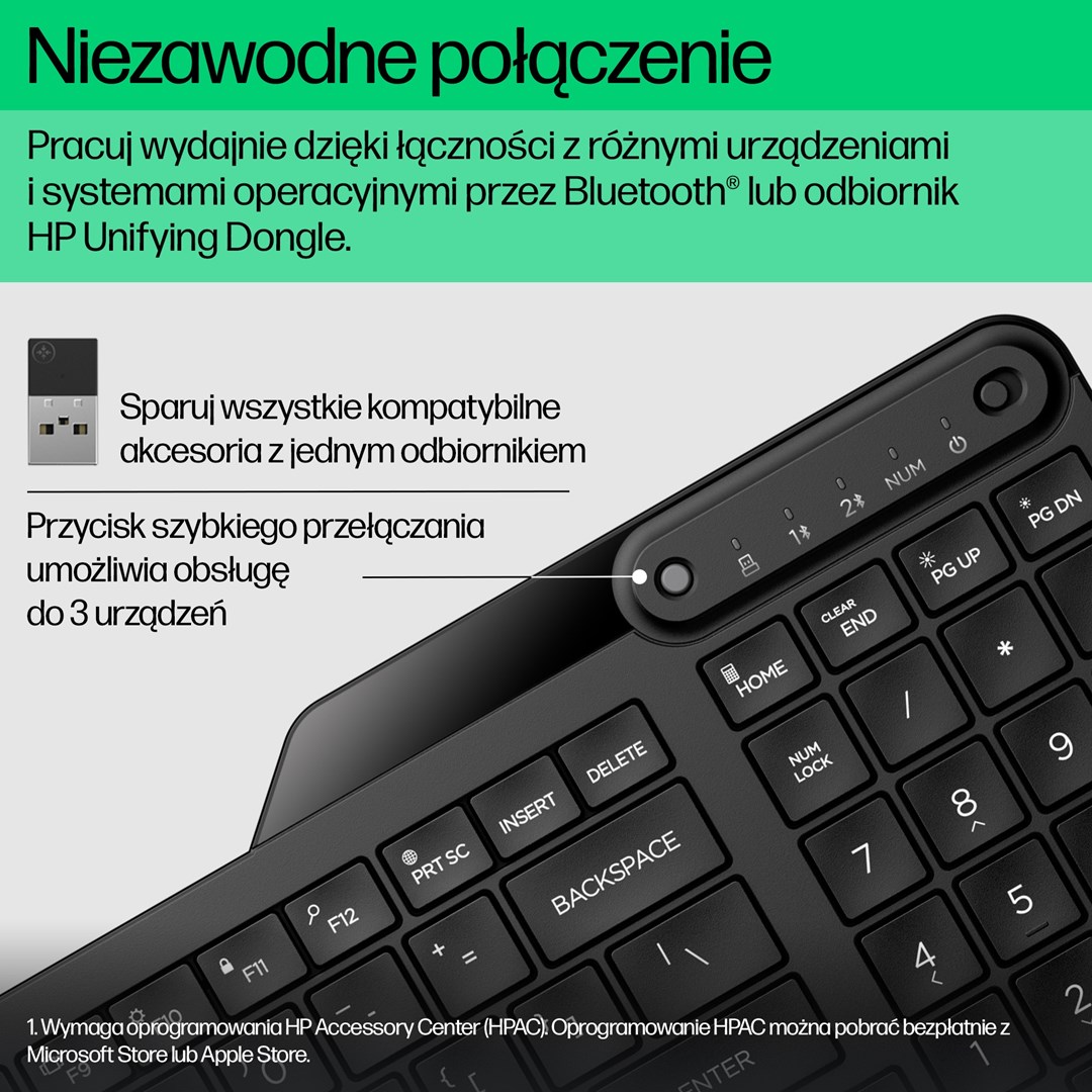 HP 475 Dual-Mode Wireless Keyboard HP 475 Dual-Mode Wireless Keyboard