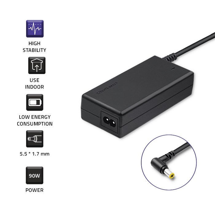 Qoltec 50087 Power adapter for Acer | 90W | 19V | 4.74A | 5.5*1.7 | +power cable Qoltec 50087 Power adapter for Acer | 90W | 19V | 4.74A | 5.5*1.7 | +power cable