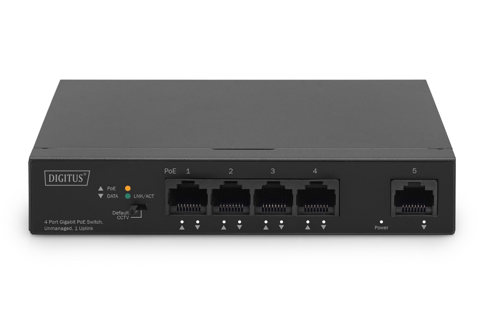 Digitus 4- Port Gigabit PoE Netzwerkswitch, Desktop, unmanaged, 1 Uplink Port RJ45, 60 W, af/at Digitus 4- Port Gigabit PoE Netzwerkswitch, Desktop, unmanaged, 1 Uplink Port RJ45, 60 W, af/at