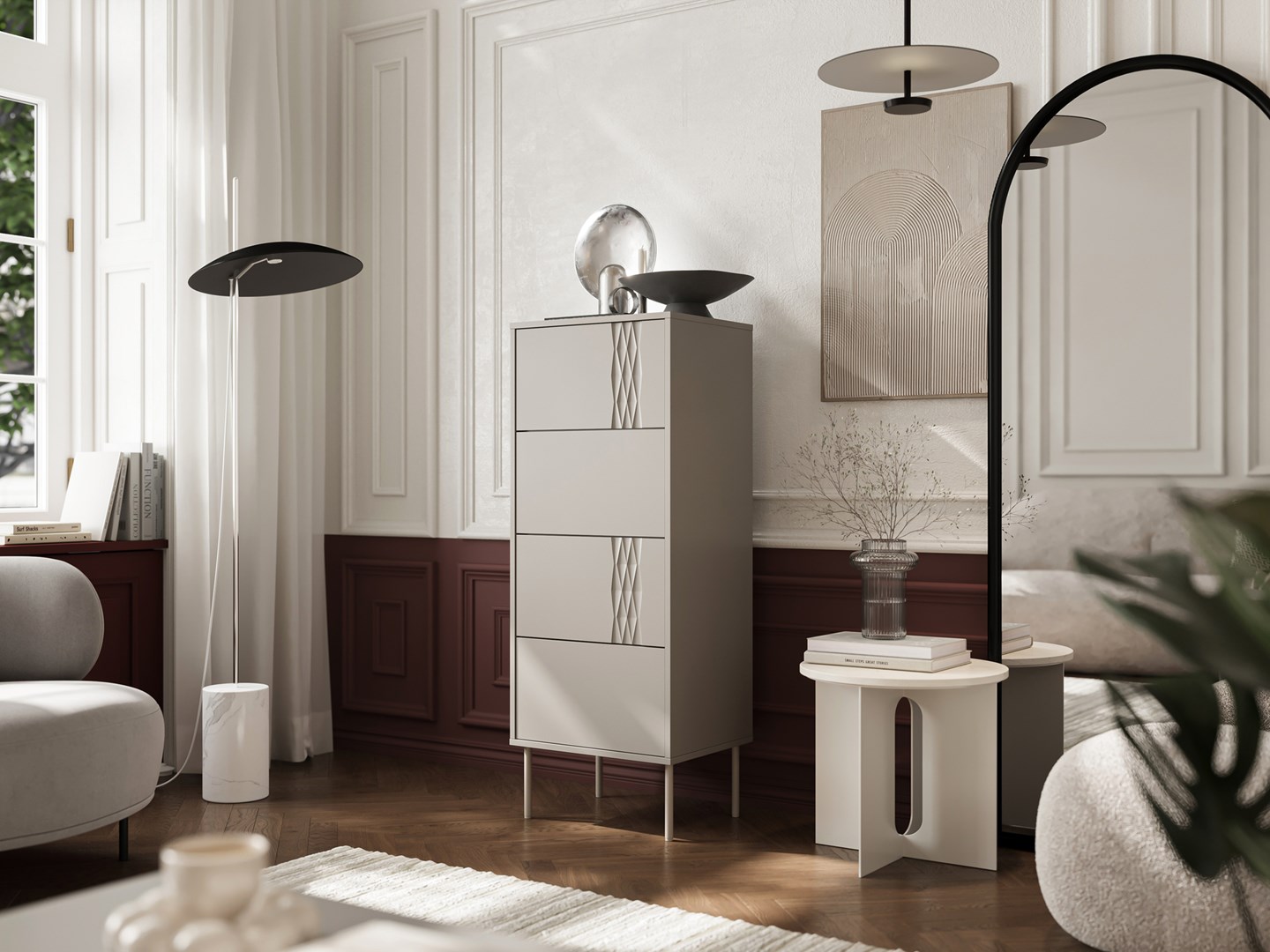 Cama 4S TRESSE chest of drawers 50x40x125 cashmere matt Cama 4S TRESSE chest of drawers 50x40x125 cashmere matt