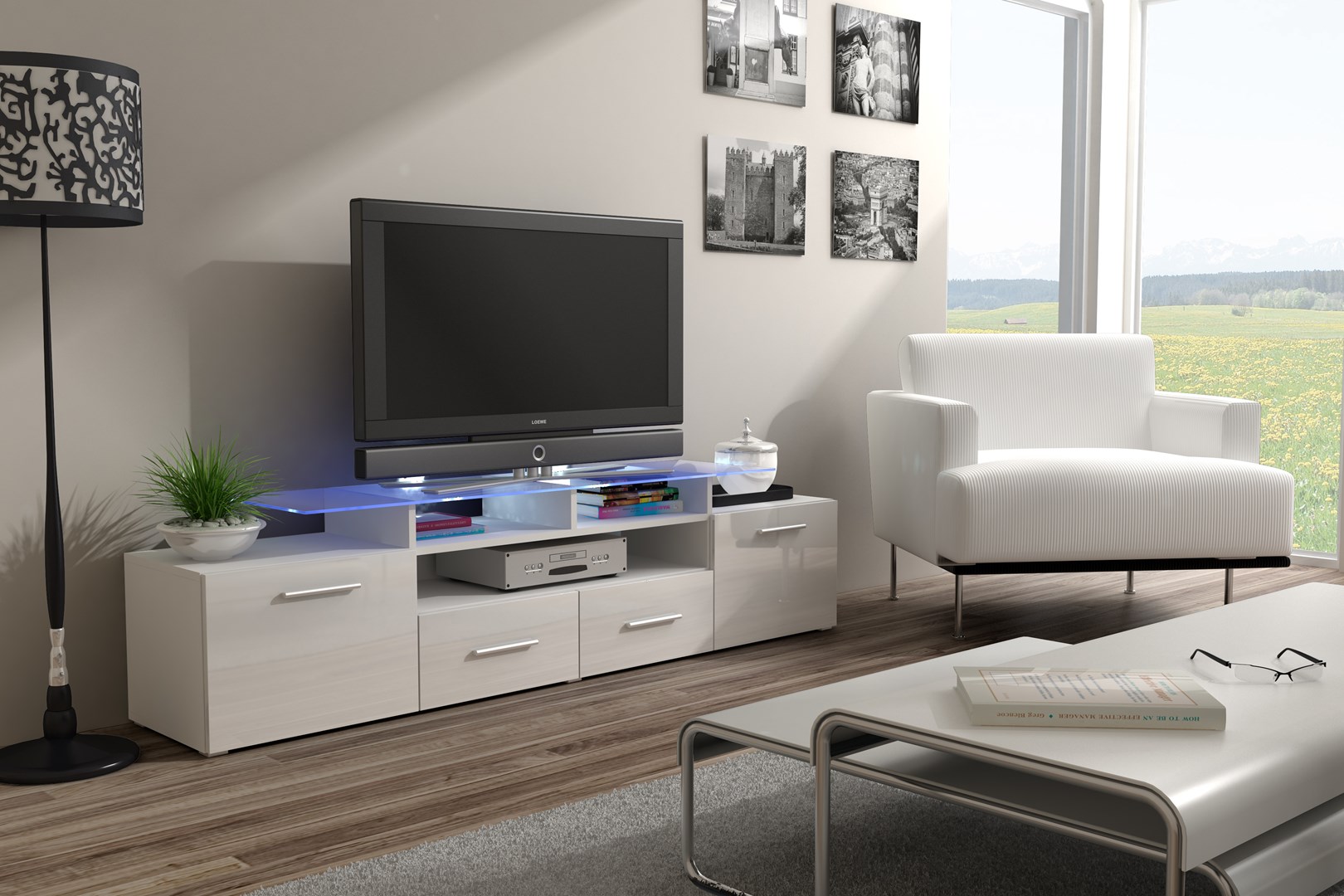 Cama TV stand EVORA 200 white/white gloss Cama TV stand EVORA 200 white/white gloss