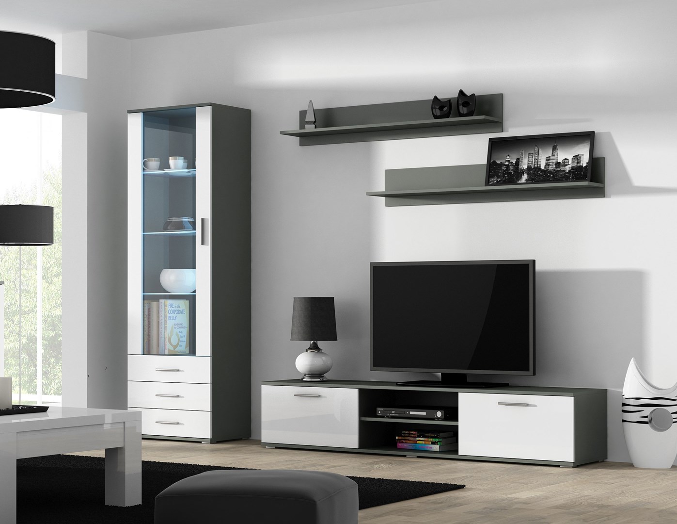 Cama display cabinet SOHO S1 grey/white gloss Cama display cabinet SOHO S1 grey/white gloss
