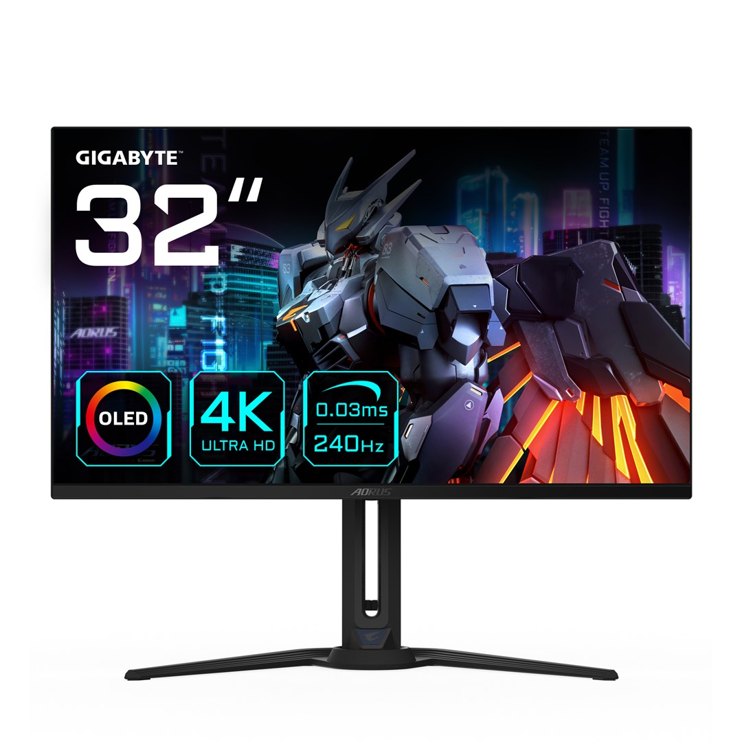 GIGABYTE AORUS FO32U2 32” OLED Gaming Monitor - 3840 x 2160(UHD), 240Hz, 0.03ms, KVM, 250 cd/m2, FreeSync Premium Pro, DisplayHDR True Black 400, HDMI 2.1 GIGABYTE AORUS FO32U2 32” OLED Gaming Monitor - 3840 x 2160(UHD), 240Hz, 0.03ms, KVM, 250 cd/m2, FreeSync Premium Pro, DisplayHDR True Black 400, HDMI 2.1