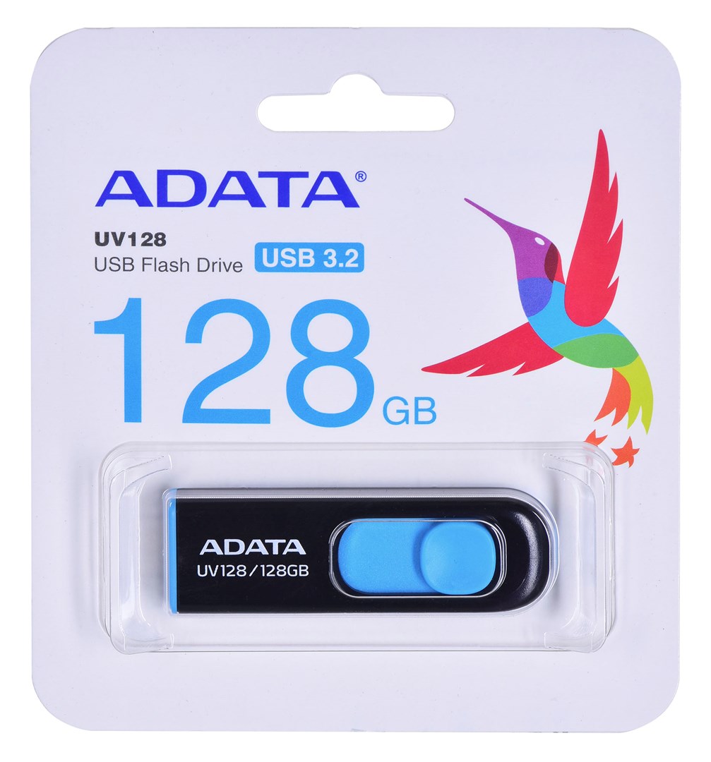 ADATA DashDrive UV128 128GB USB flash drive USB Type-A 3.2 Gen 1 (3.1 Gen 1) Black, Blue ADATA DashDrive UV128 128GB USB flash drive USB Type-A 3.2 Gen 1 (3.1 Gen 1) Black, Blue
